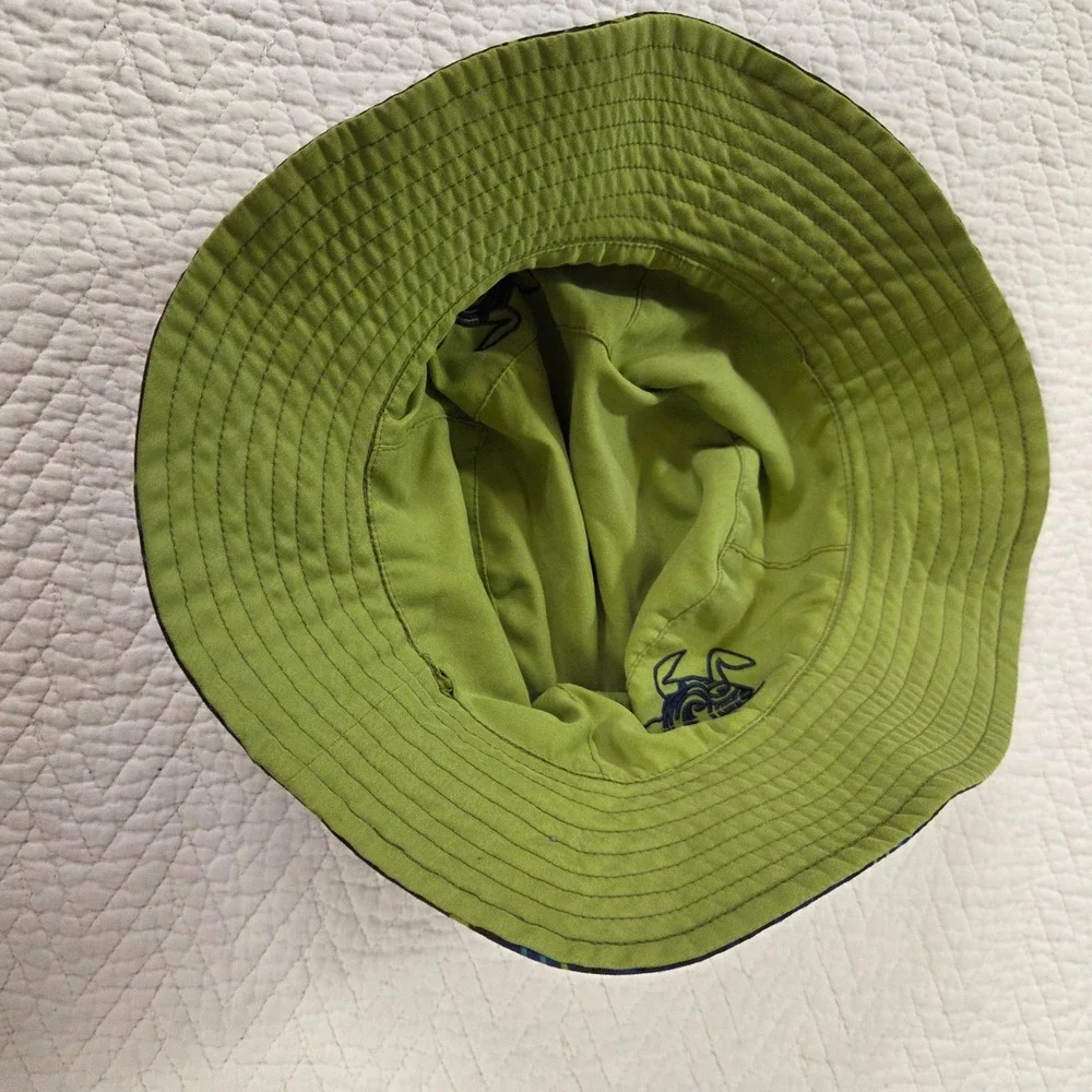 REI Reversible Bucket Hat Blue Green Abstract Graphic Print Sun Hat Pocket